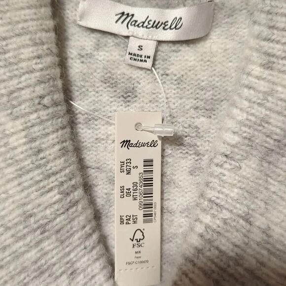 Madewell Vinson Shawl-Collar Pullover Sweater Light Gray Small - Picture 3 of 5